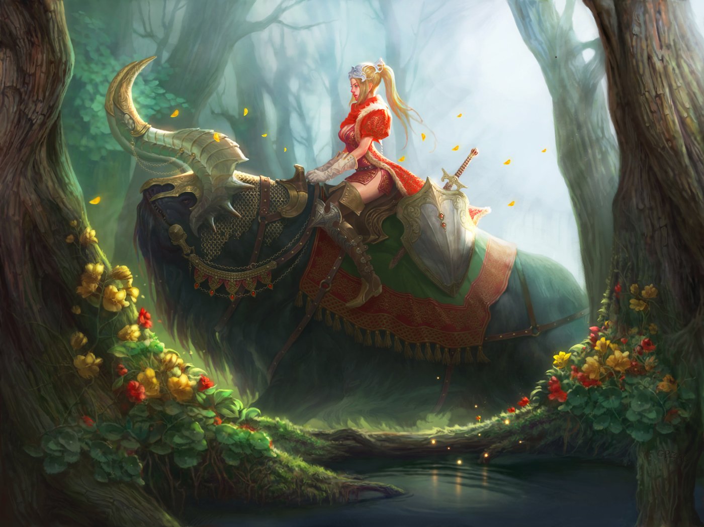 Download Forest Fantasy Woman Warrior Art