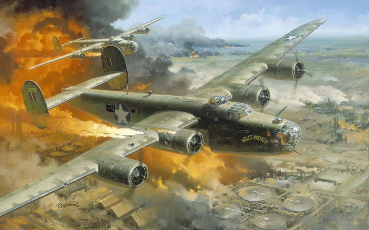 B-24 Liberators attacking Ploesti Oil Fields