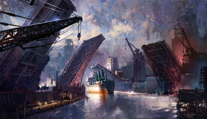 boat ship fantasy harbor waterway Image