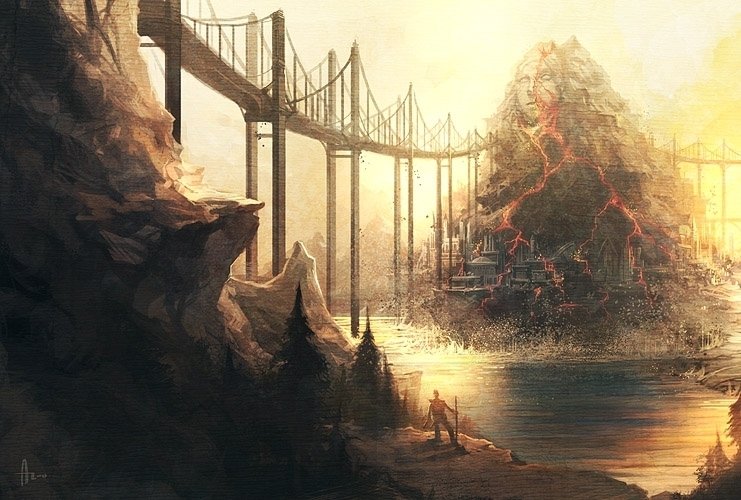 Download Paizo Njoo Fantasy Landscape Bridge Fantasy Landscape Art