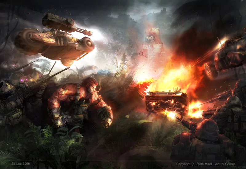 Sci Fi battle military explosion tank Image