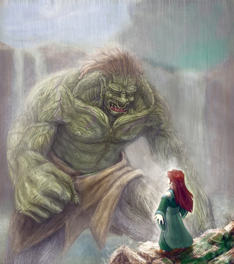  Ogre and the Water Spirit. by ArtistLost