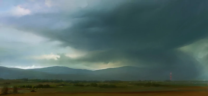 fantasy landscape storm cloud mountain fantasy landscape Image