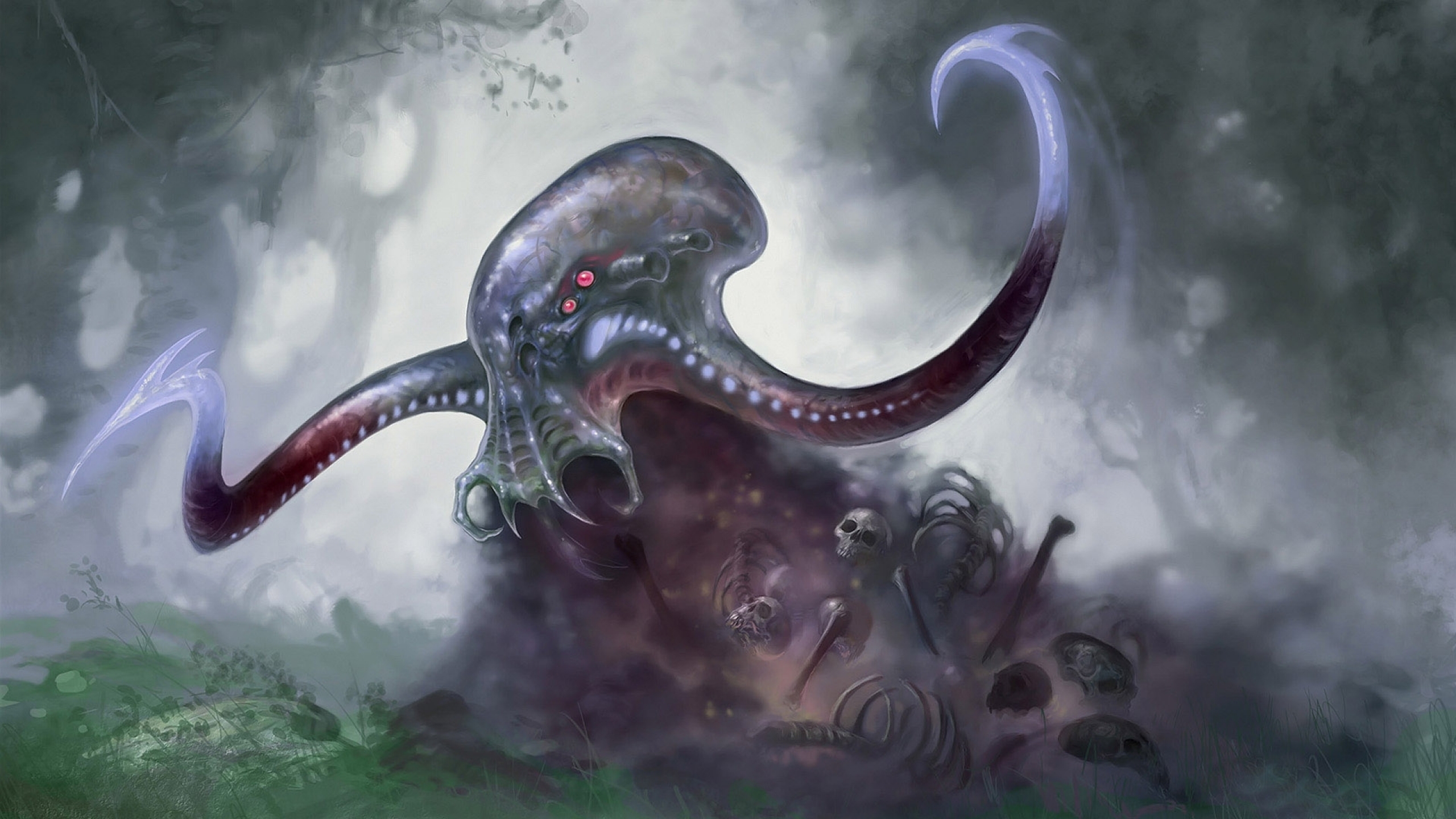 monsters cthulhu octopus fantasy art skeletons artwork occult.