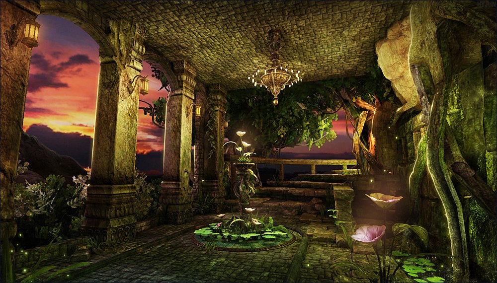 Download Sunset Temple Fantasy Art