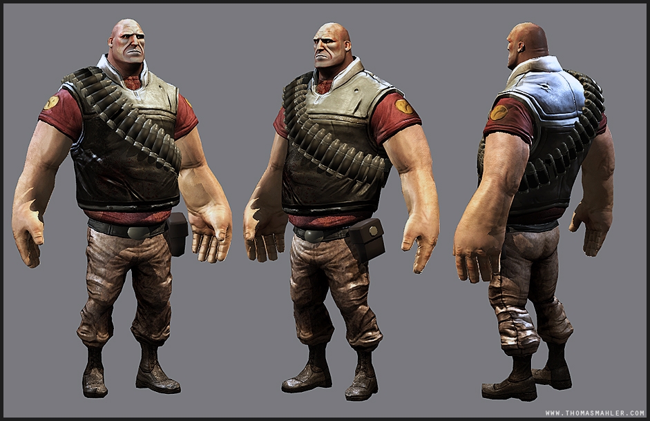 Heavy Weapons Guy Model  by thomasmahler
