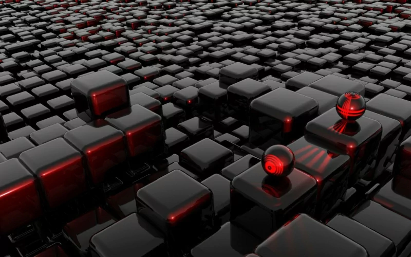 red black Abstract cube abstract black red and black Image