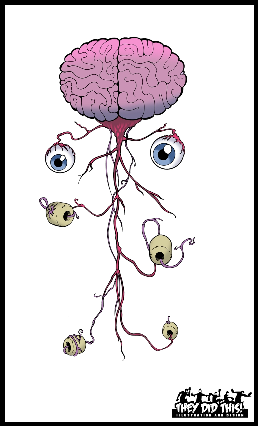 Brain eyes. Головной мозг и глаза. Мозг с глазами и нервной системой.