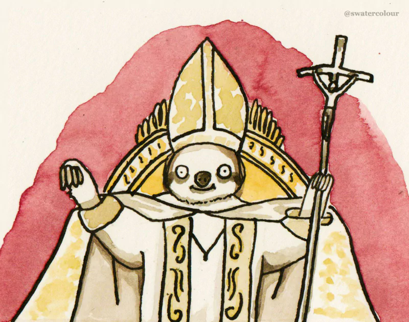 Animal sloth pope illustration watercolor Image