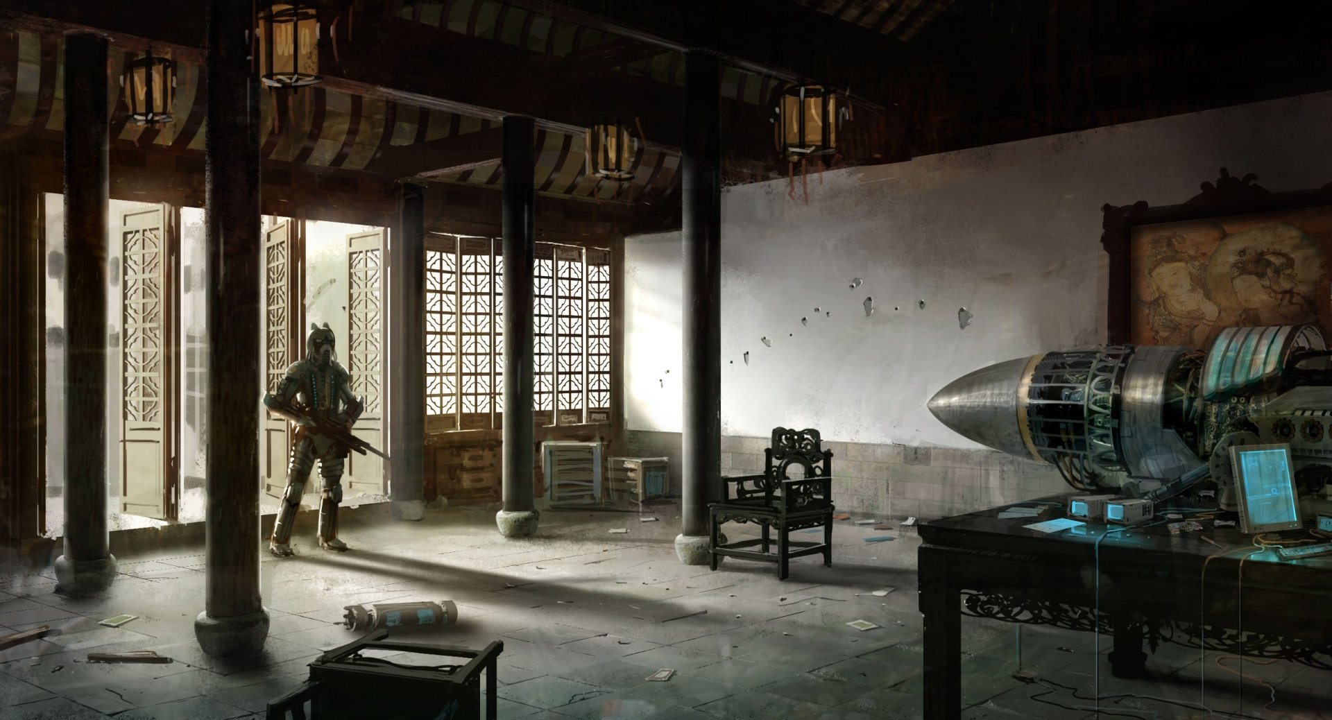 Download Sci Fi Bomb Interior Soldier Futuristic Art