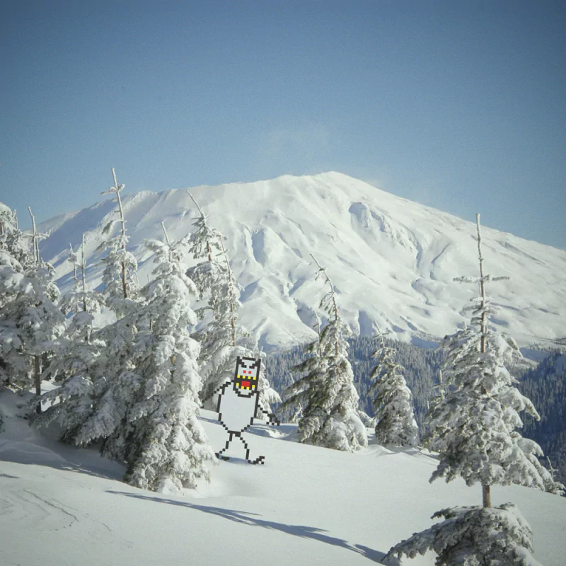 video game Skifree snowy landscape mountain pine tree Image