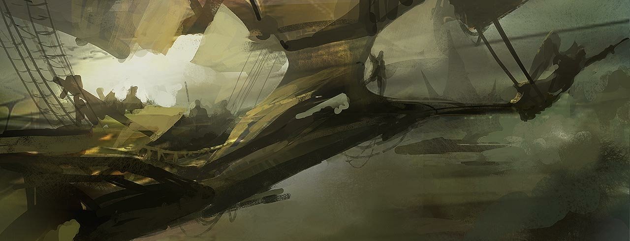 Download Sci Fi Steampunk Ship Sailing Sea Art