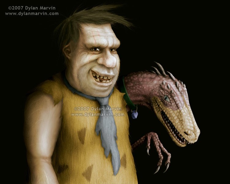 Download TV Show The Flintstones Caveman Dinosaur Illustration Art