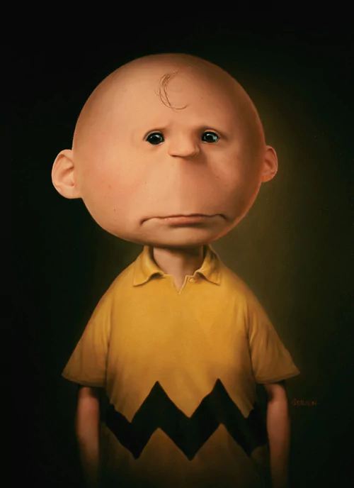 Comic Peanuts cartoon character bald Image