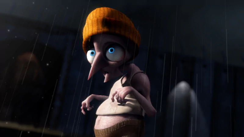dark hermit animated character cartoon rain Image