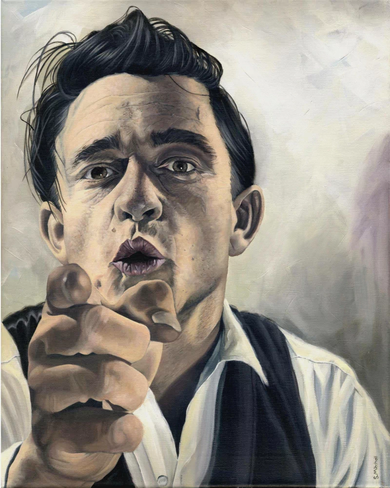 music Johnny Cash portrait pointing man Image