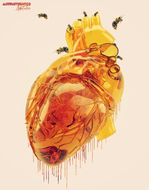 Download Animal Bee Heart Bees Honey Art