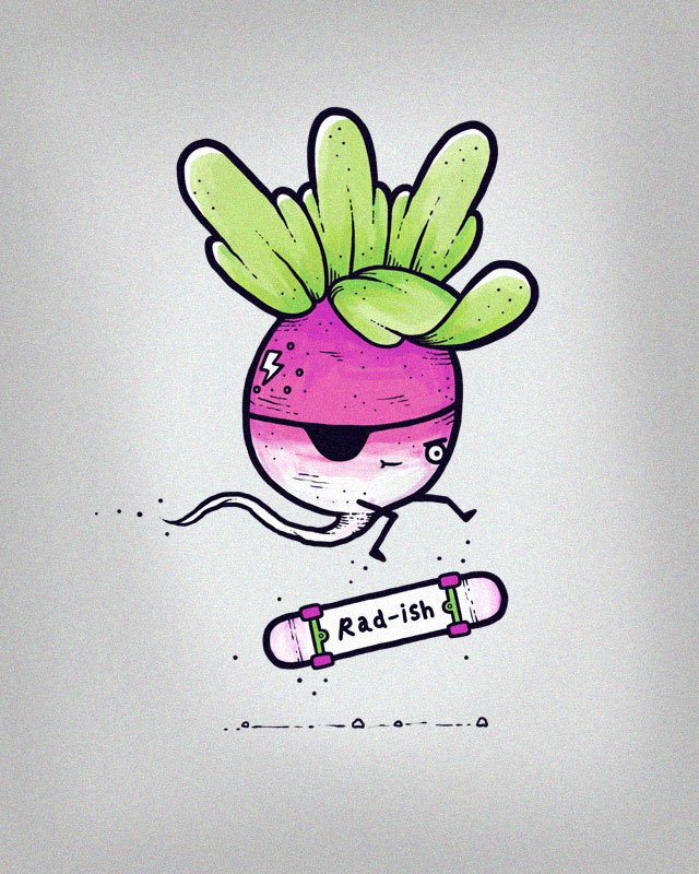 Download Food Radish Cartoon Skateboard Illustration Art