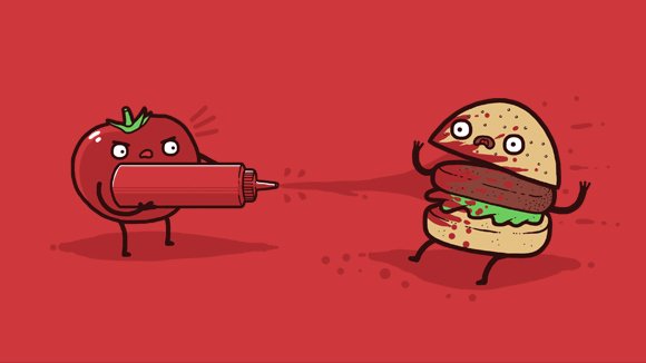 Download Food Humor Tomato Burger Cartoon Art
