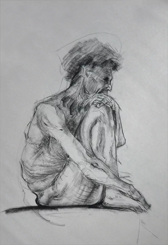 artistic men figure drawing human form charcoal art Image