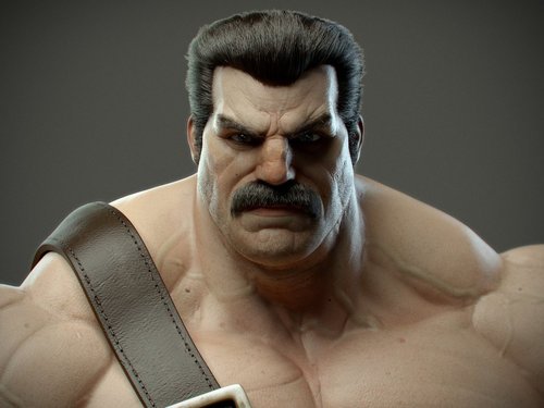 Download Video Game Final Fight Muscular Man Character Design 3D Model Art