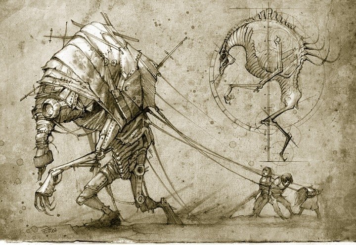 Download Fantasy Creature Robot Mechanical Sketch Art