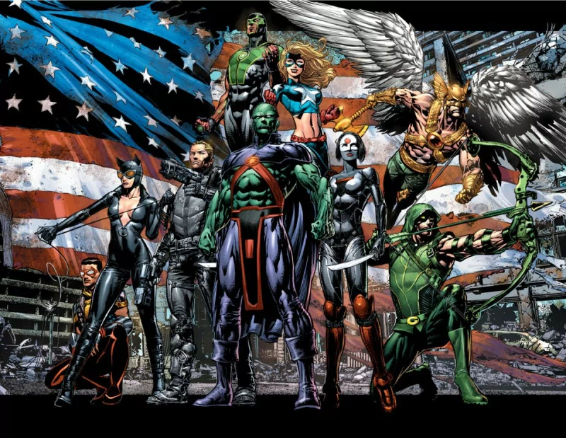 Katar Hol american flag Vibe (DC Comics) Katana (DC Comics) Green Lantern Simon Baz Green Arrow Stargirl (DC Comics) Catwoman Hawkman (DC Comics) superhero Comic Justice League Image