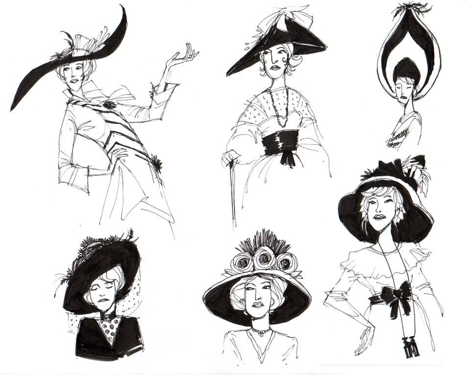 Download Woman Artistic Fashion Illustration Vintage Hats Character Design Art