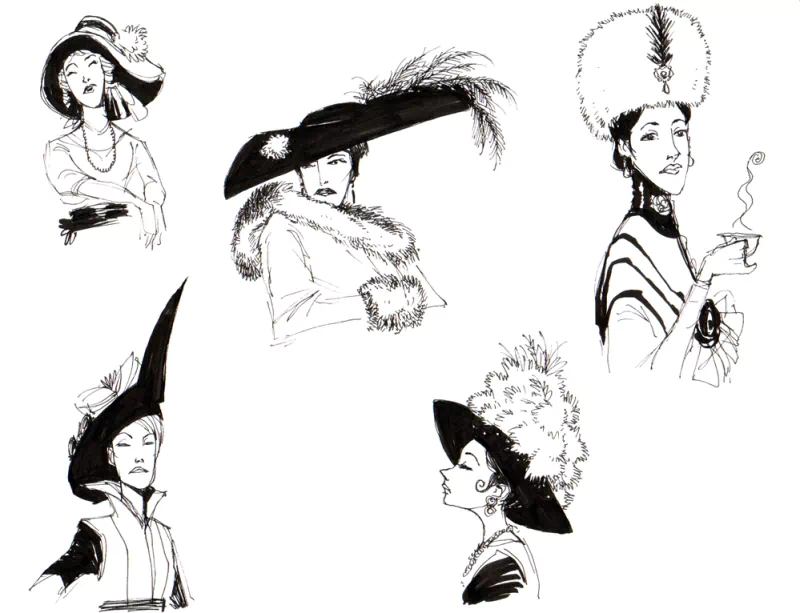 woman artistic hat fashion illustration vintage style Image