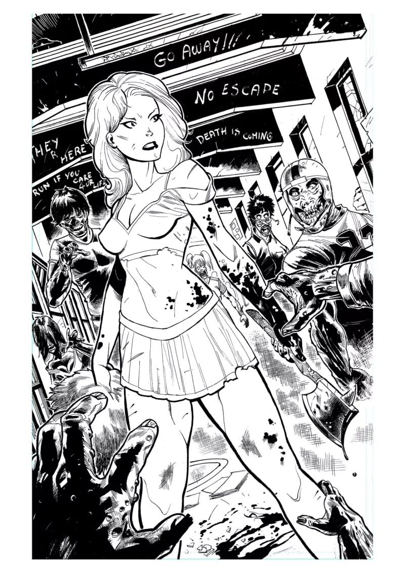 Comic zombies vs cheerleaders Image