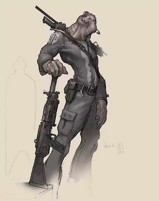 Sci Fi alien soldier weapon character design Image