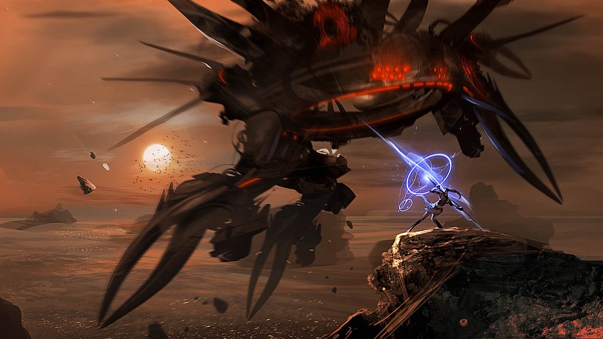 Download Sci Fi Spaceship Battle Robot Alien Landscape Art