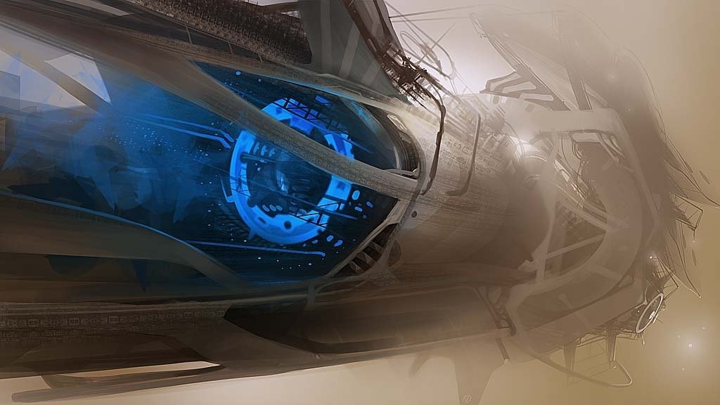 Download Sci Fi Spaceship Futuristic Technology Blue Light Art
