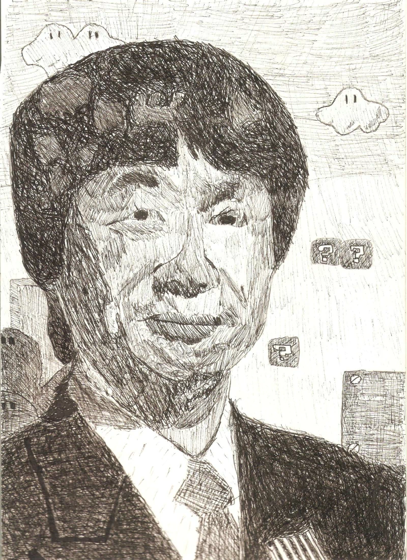 man Shigeru Miyamoto portrait drawing cloud Image