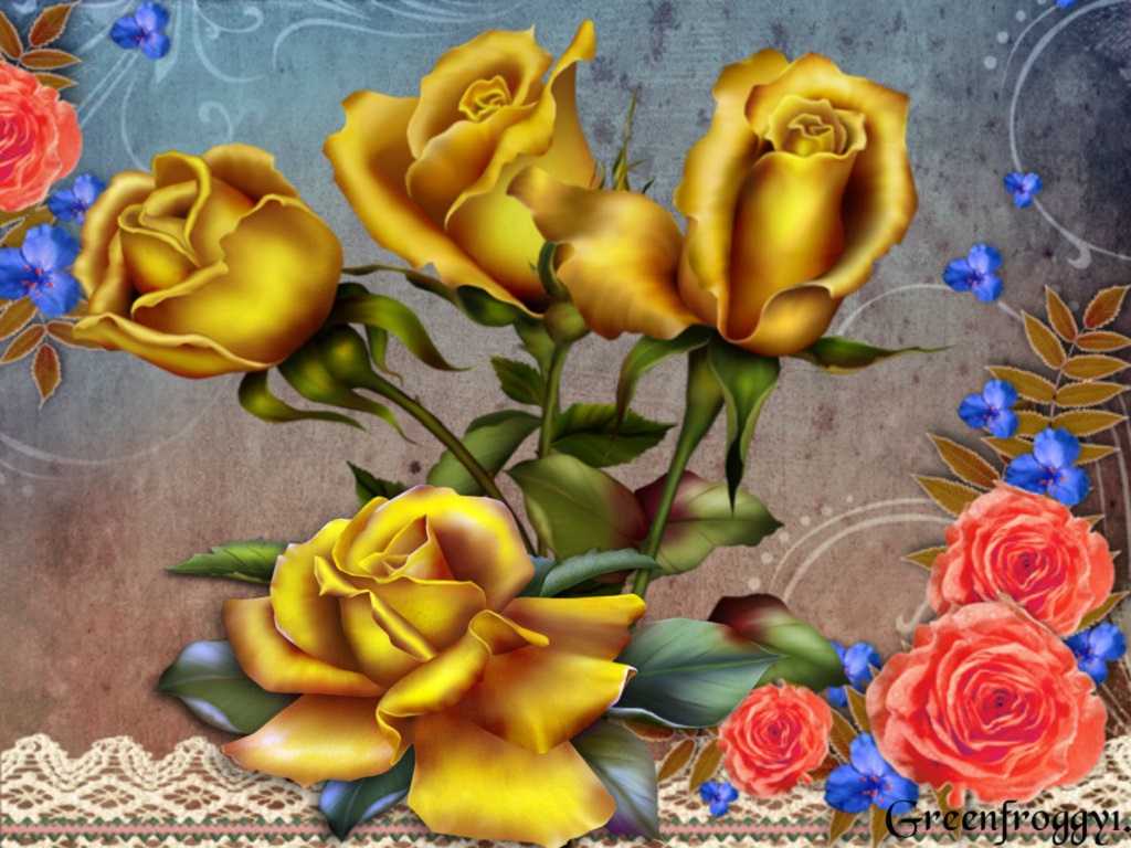 YELLOW ROSES by GREENFROGGY1