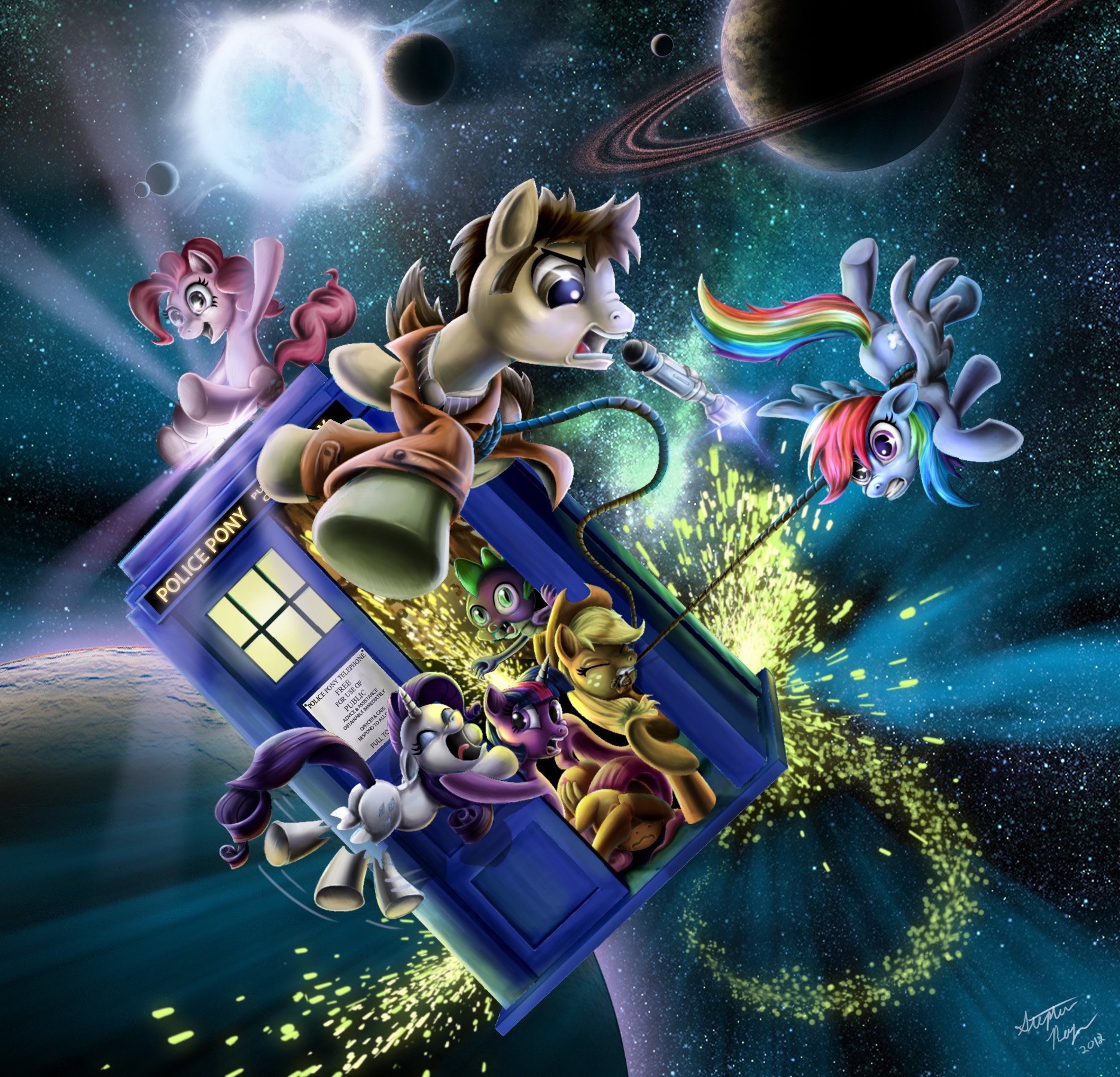 Download Dragon Doctor Who (2005) Dr. Hooves (My Little Pony) Rainbow Dash Pinkie Pie Rarity (My Little Pony) Fluttershy (My Little Pony) Applejack (My Little Pony) Twilight Sparkle TV Show My Little Pony Art