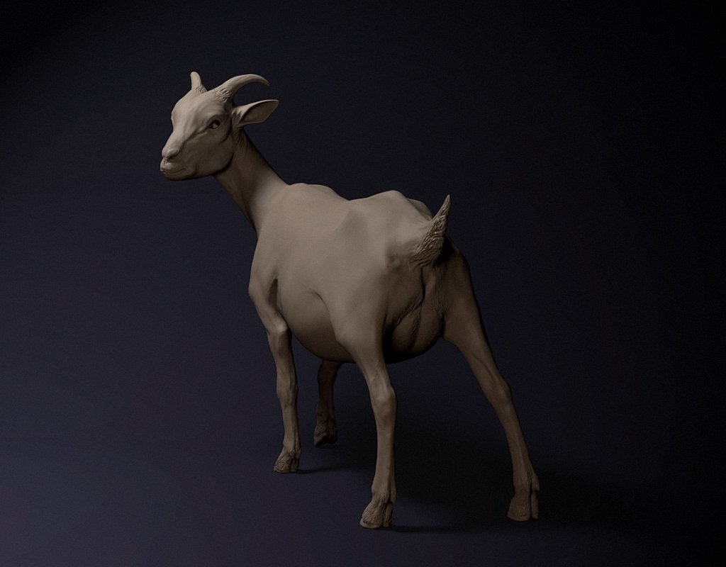 Download Animal Goat Sculpture 3D Model Artistic Art