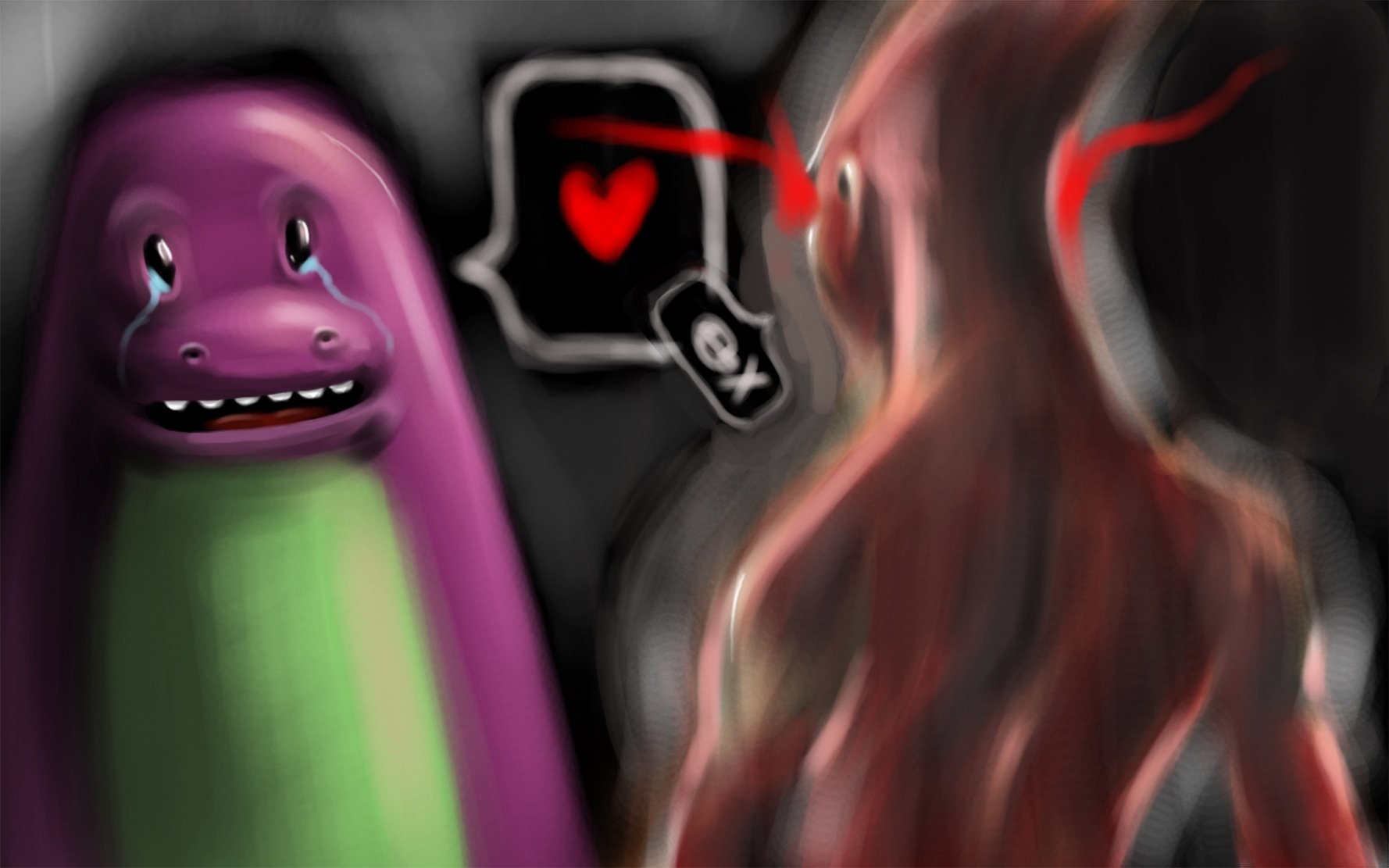 Download Artistic Purple Dinosaur Cartoon Horror Art