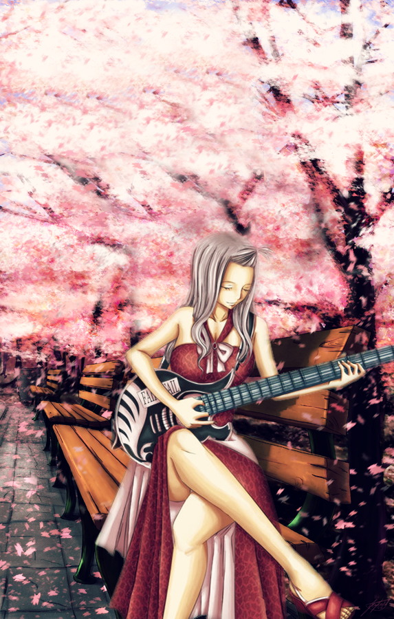 Mirajane - Guitar under Cherry trees by SosukeAizen