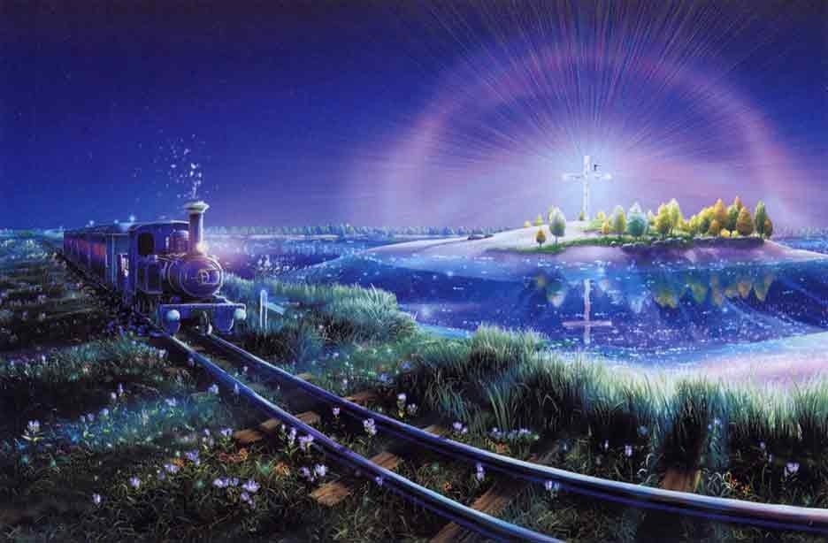 Ночь галактической дороги. Ютака Кагайя. Японский художник Кагая. Японский художник Yutaka Kagaya. Ютака Кагая железная дорога.