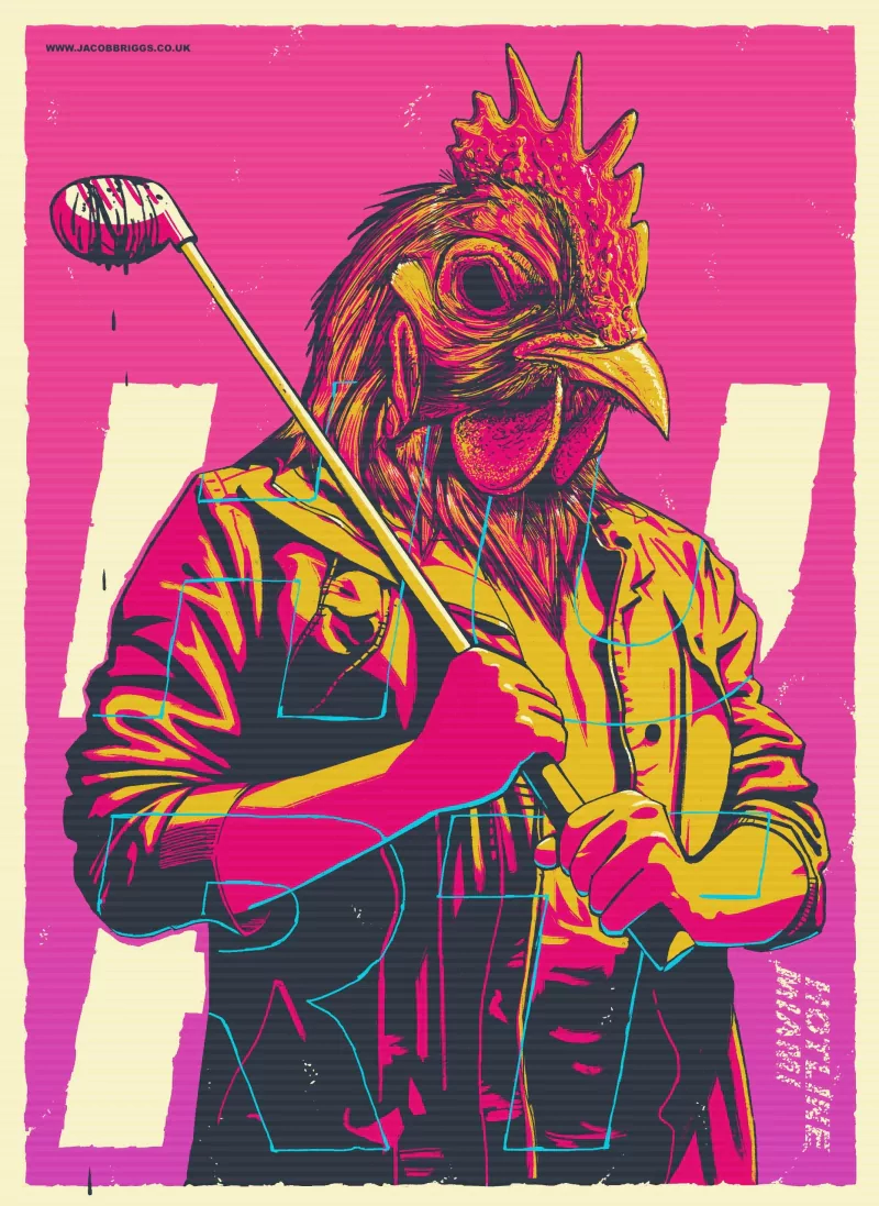 video game Hotline Miami chicken mask golfer colorful artwork Image