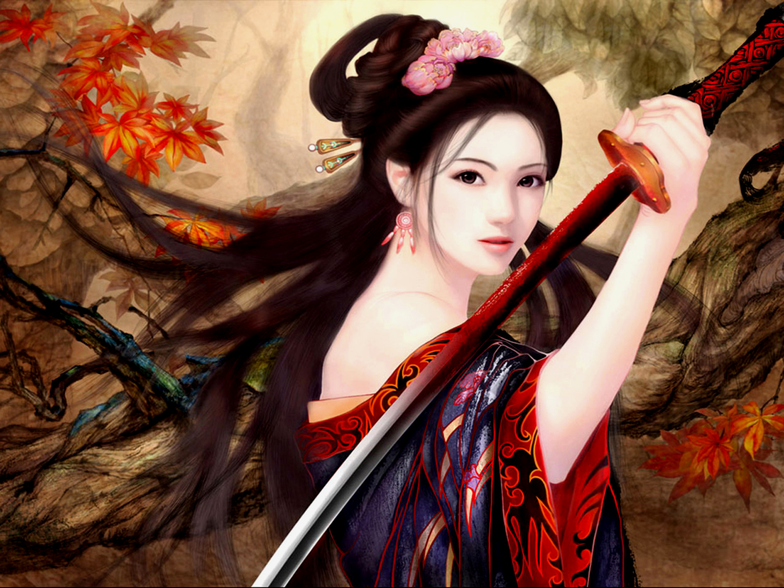 Chinese Dragon Long Hair Oriental Anime Girl HD Anime Girl