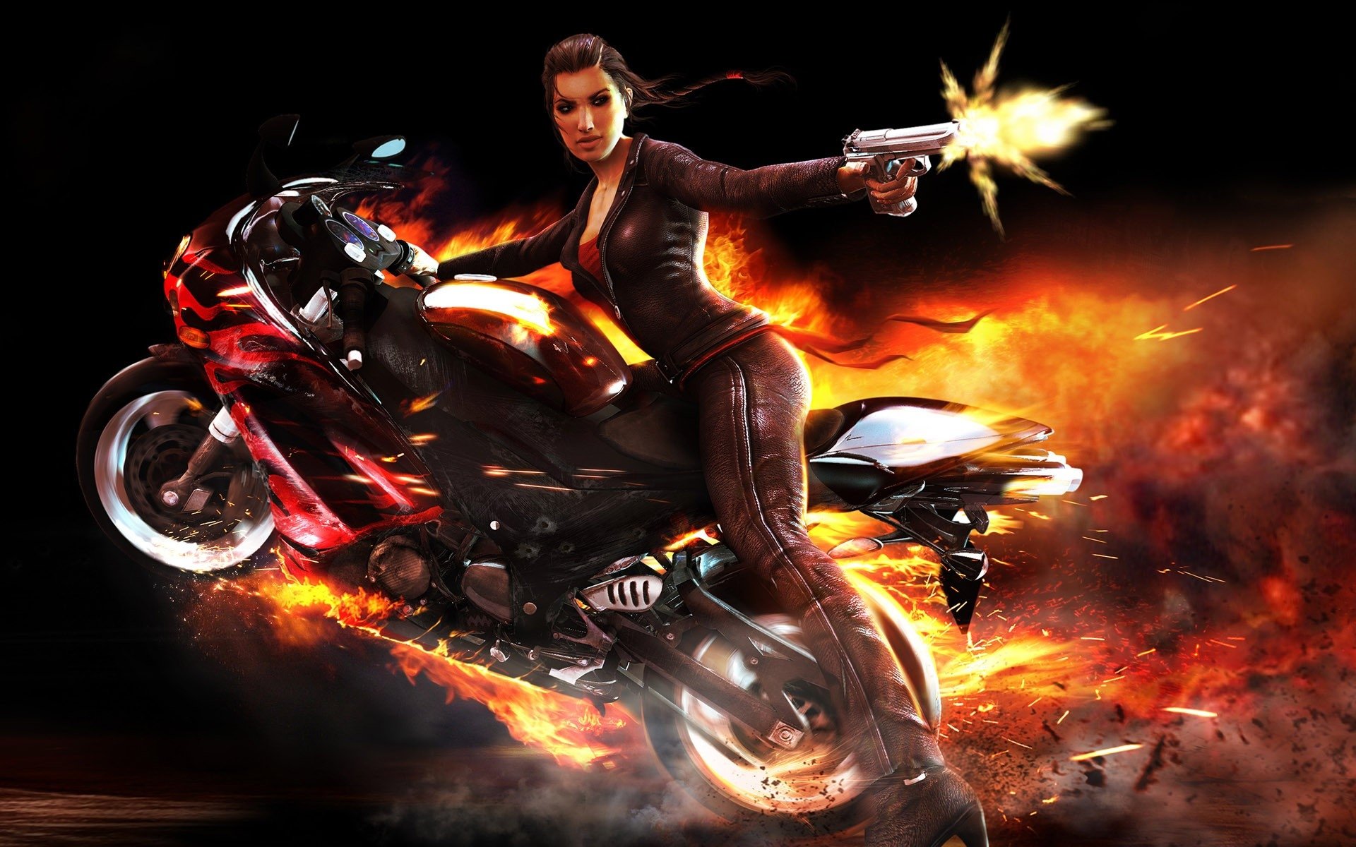 Download Wheelman Gun Motorcycle Video Game Art