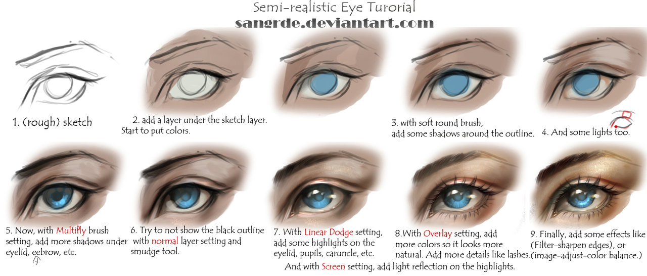 Semirealistic eyes tutorial by yokava on DeviantArt
