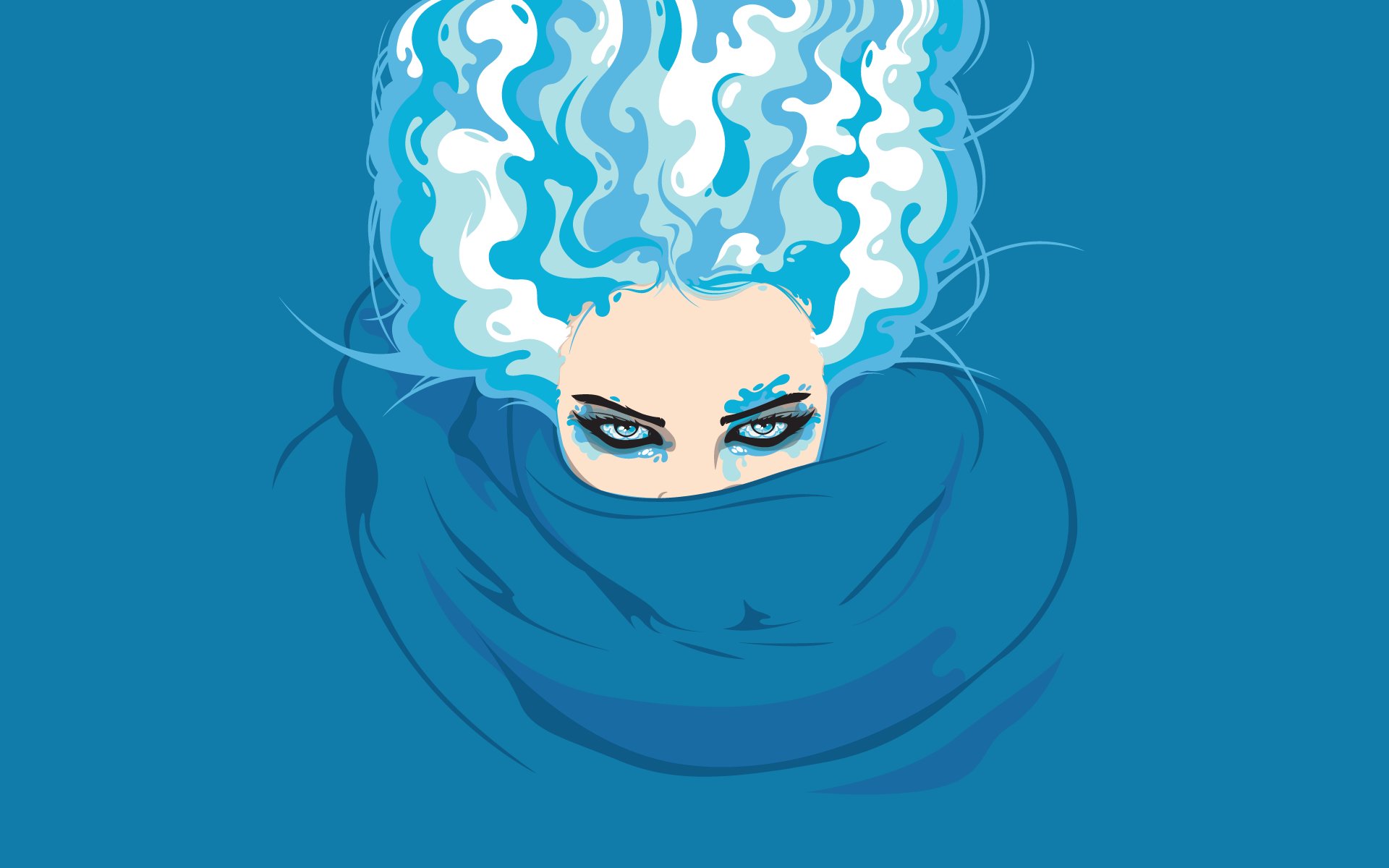 Download Artistic Human Ice Queen Digital Art Blue Hair Art