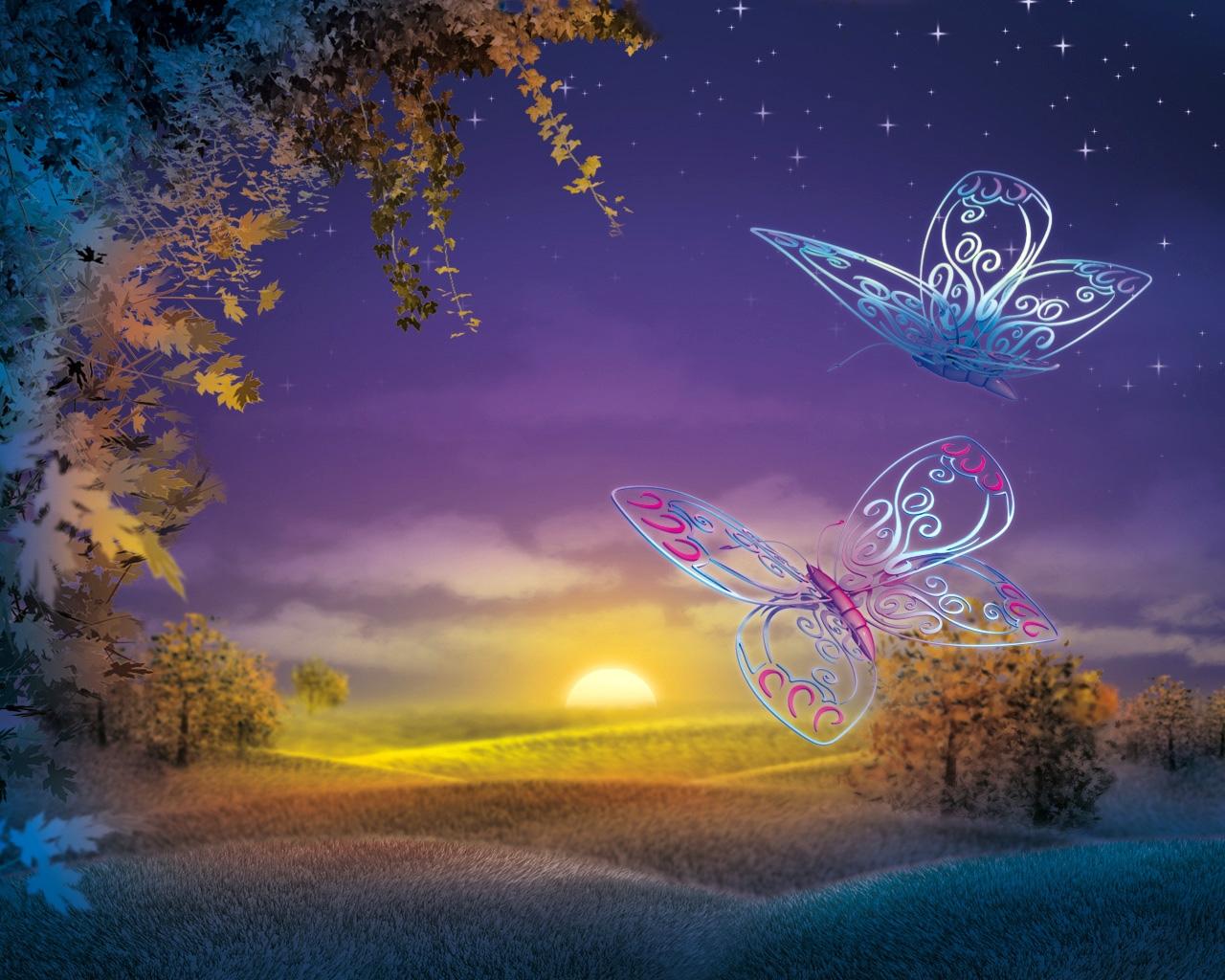 Доброй ночи весенние картинки позитивные. Волшебные бабочки. Магические бабочки. Волшебство бабочки. Пейзаж с бабочками.