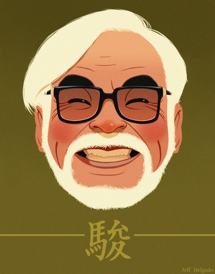Download Celebrity Hayao Miyazaki Portrait Illustration Smiling Art