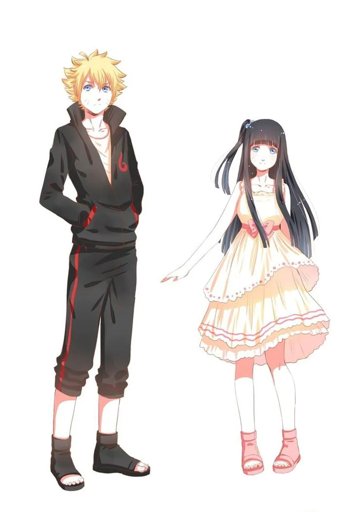 Himawari Uzumaki and Boruto Uzumaki stand side by side, showcasing their distinct styles. This illustration captures characters from the anime Boruto: Naruto the Movie.