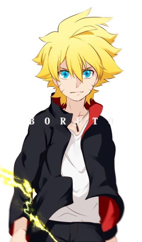 Boruto Uzumaki stands confidently with a determined expression, showcasing his signature blond hair and blue eyes, in this vibrant scene from Boruto: Naruto the Movie.