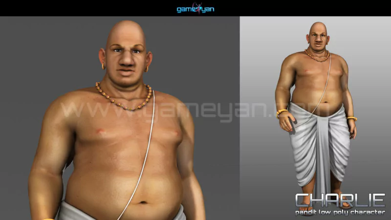  low Poly Cartoon Character Animation for Charlie Pandit by GameYan Studio